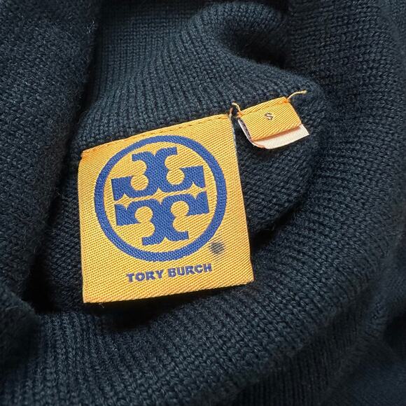 Tory Burch Jacinthe 100% Merino Wool Knit Turtleneck Sweater Dress in Black - Picture 11 of 11